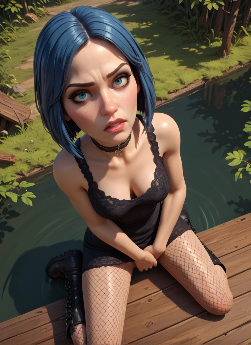 1girl, solo, fishnets, breasts, boots, blue eyes · Yamete.gg