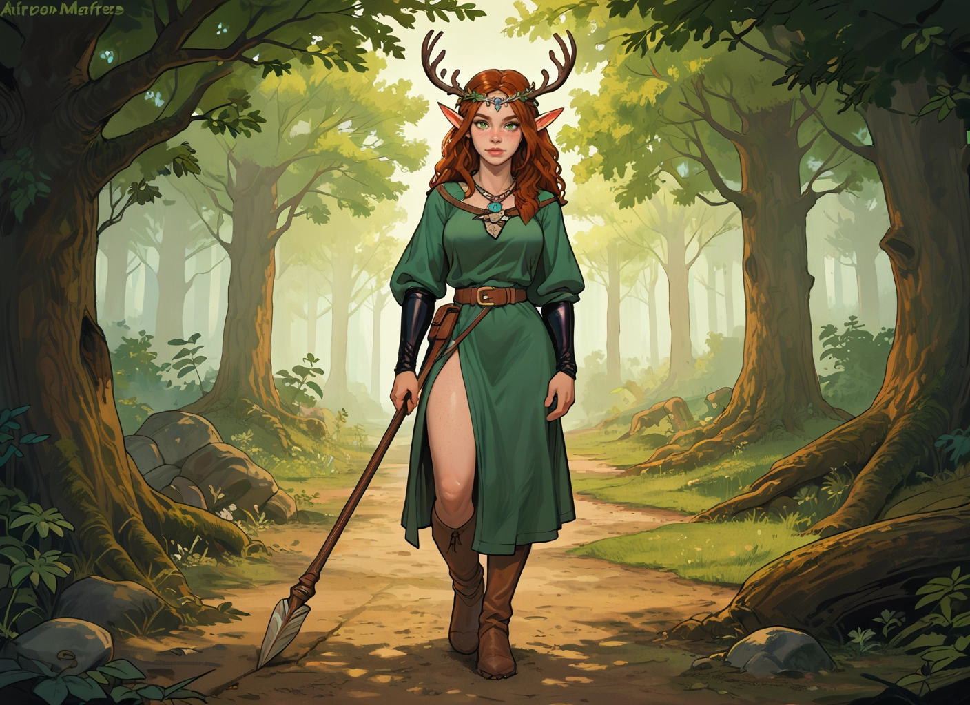 1girl, pointy ears, solo, boots, nature, dress · Yamete.gg