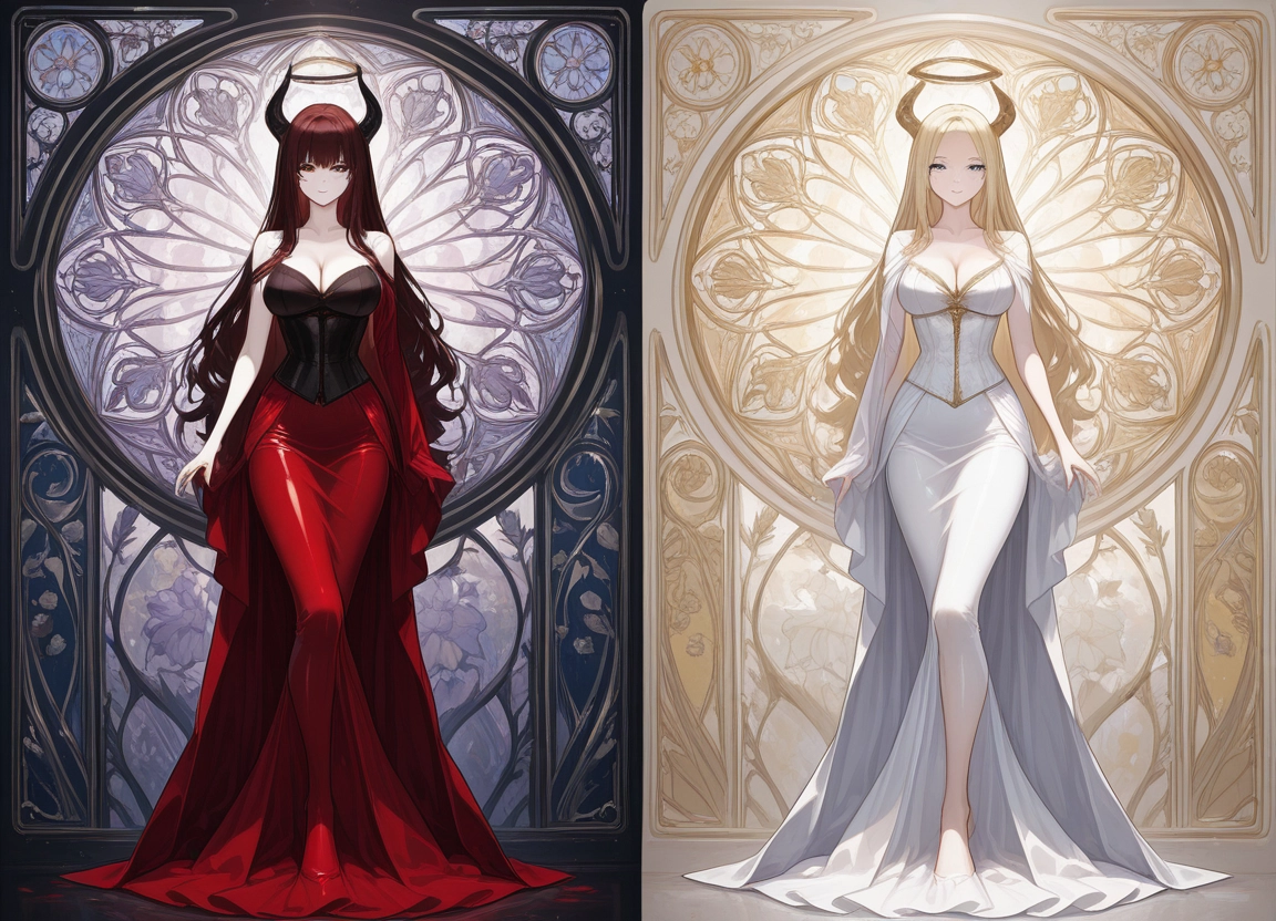breasts, multiple girls, 2girls, horns, blonde hair, long hair · Yamete.gg