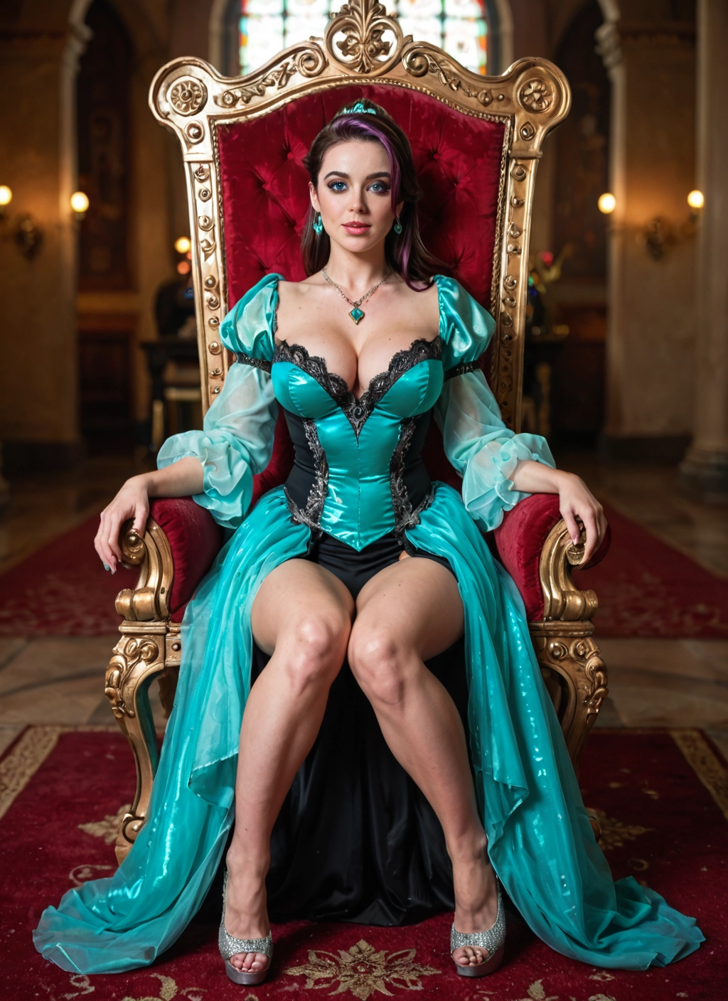 1girl, breasts, jewelry, solo, sitting, earrings · Yamete.gg
