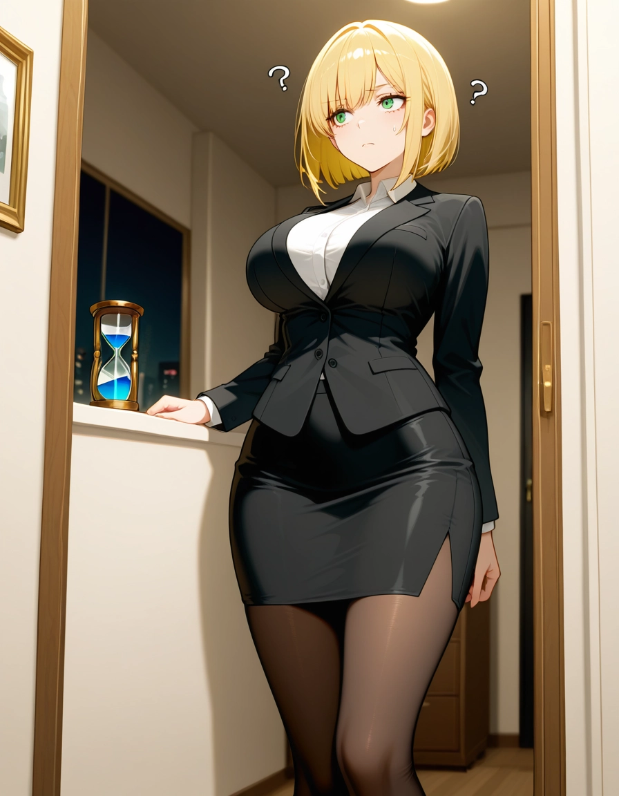 1girl, breasts, skirt, blonde hair, pantyhose, solo · Yamete.gg