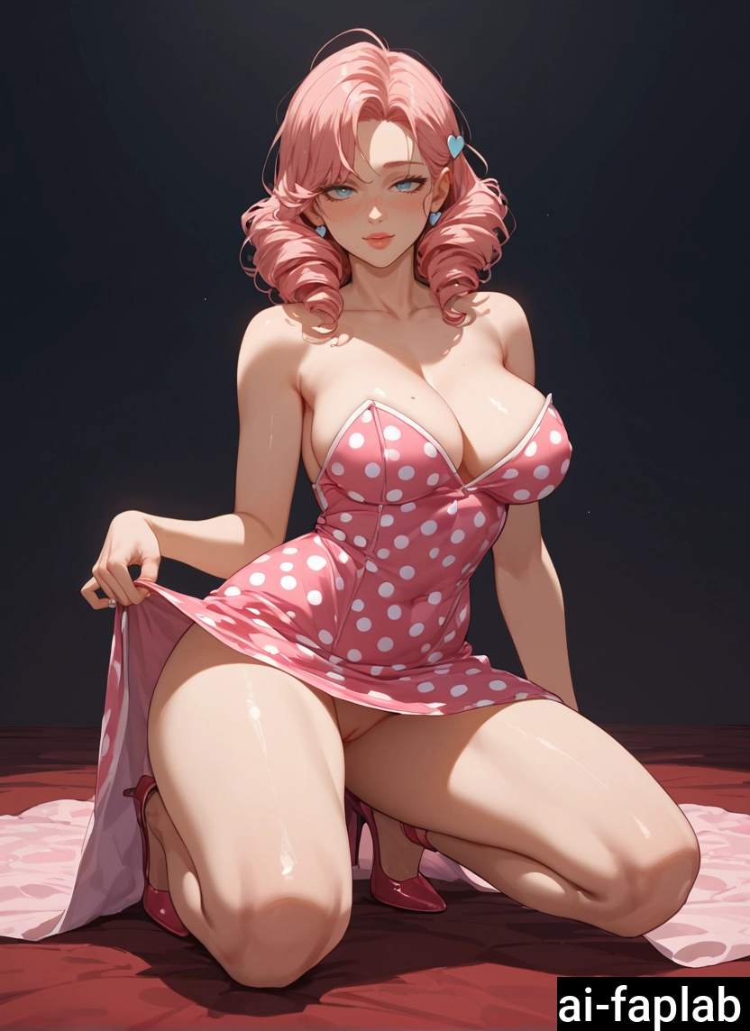 1girl, breasts, solo, dress, drill hair, large breasts
