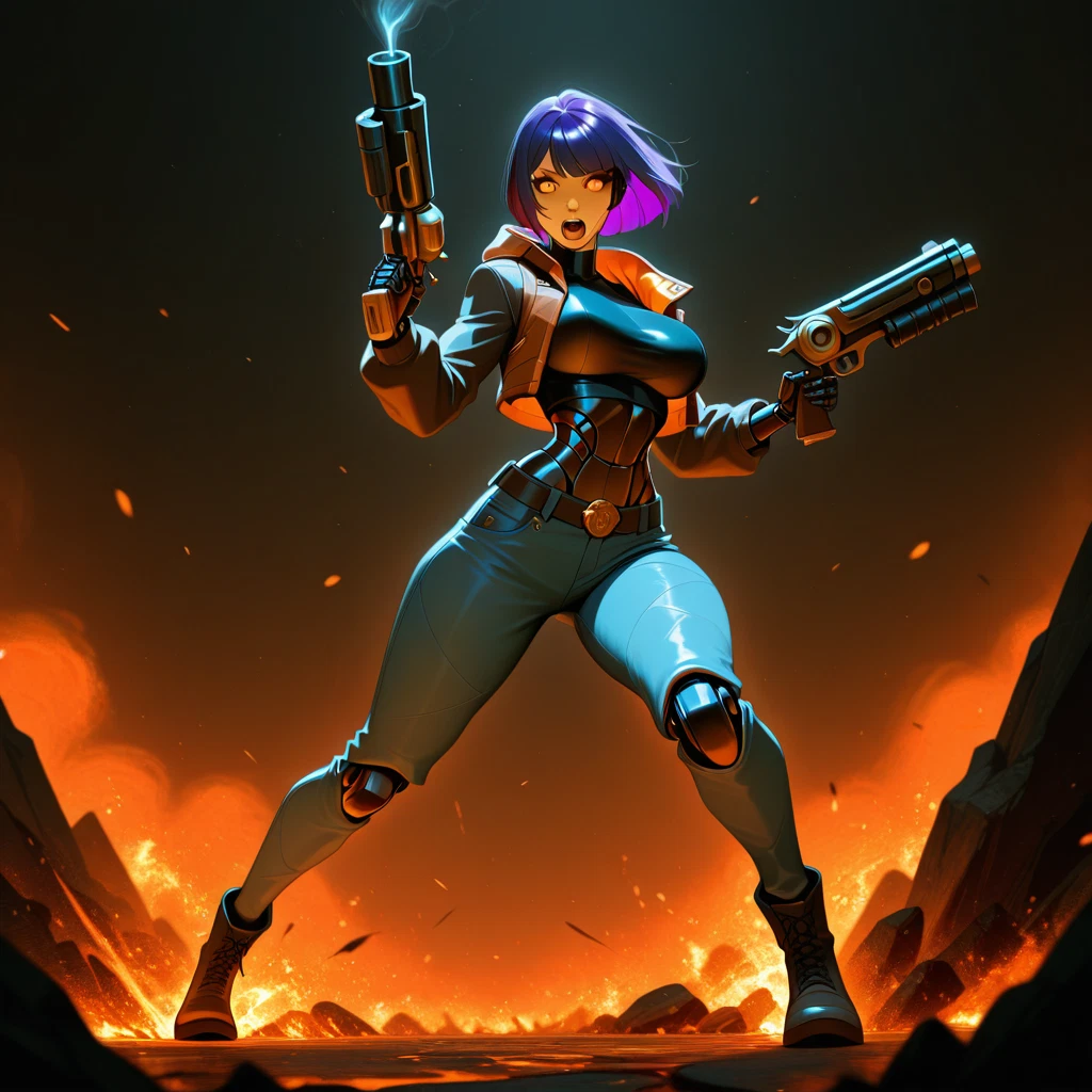 1girl, dual wielding, holding, weapon, breasts, gun · Yamete.gg