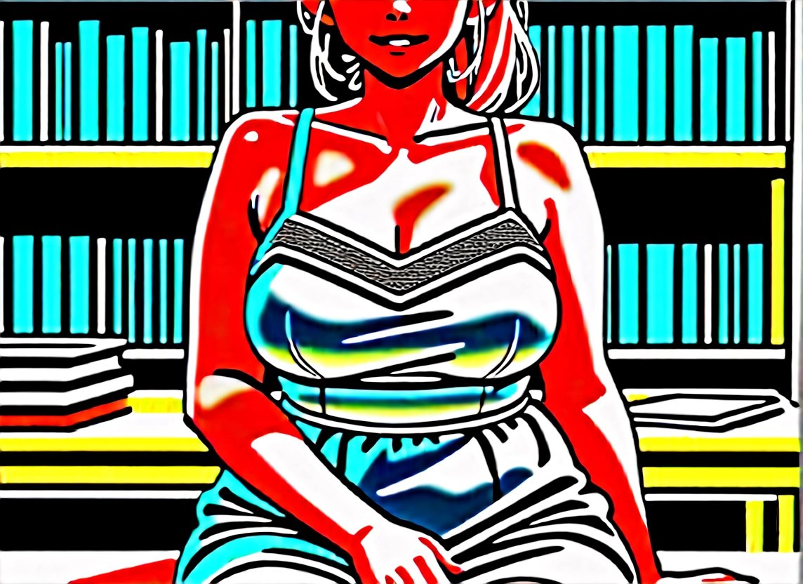 1girl, breasts, solo, cleavage, head out of frame, book · Yamete.gg