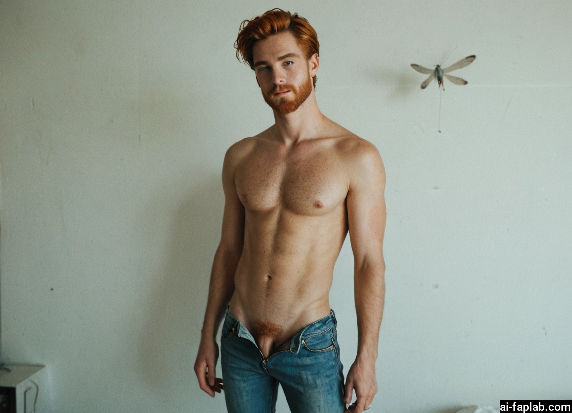 bara, 1boy, male focus, solo, facial hair, pants