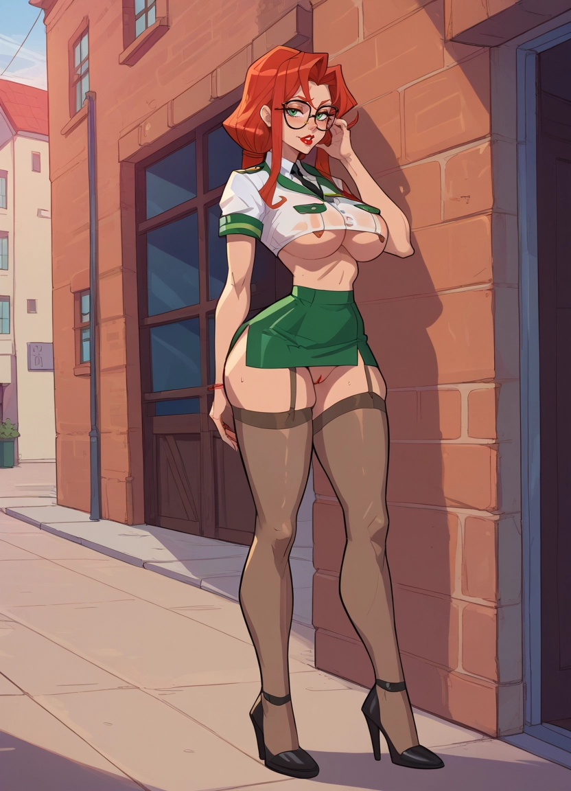 1girl, solo, skirt, breasts, high heels, thighhighs · Yamete.gg