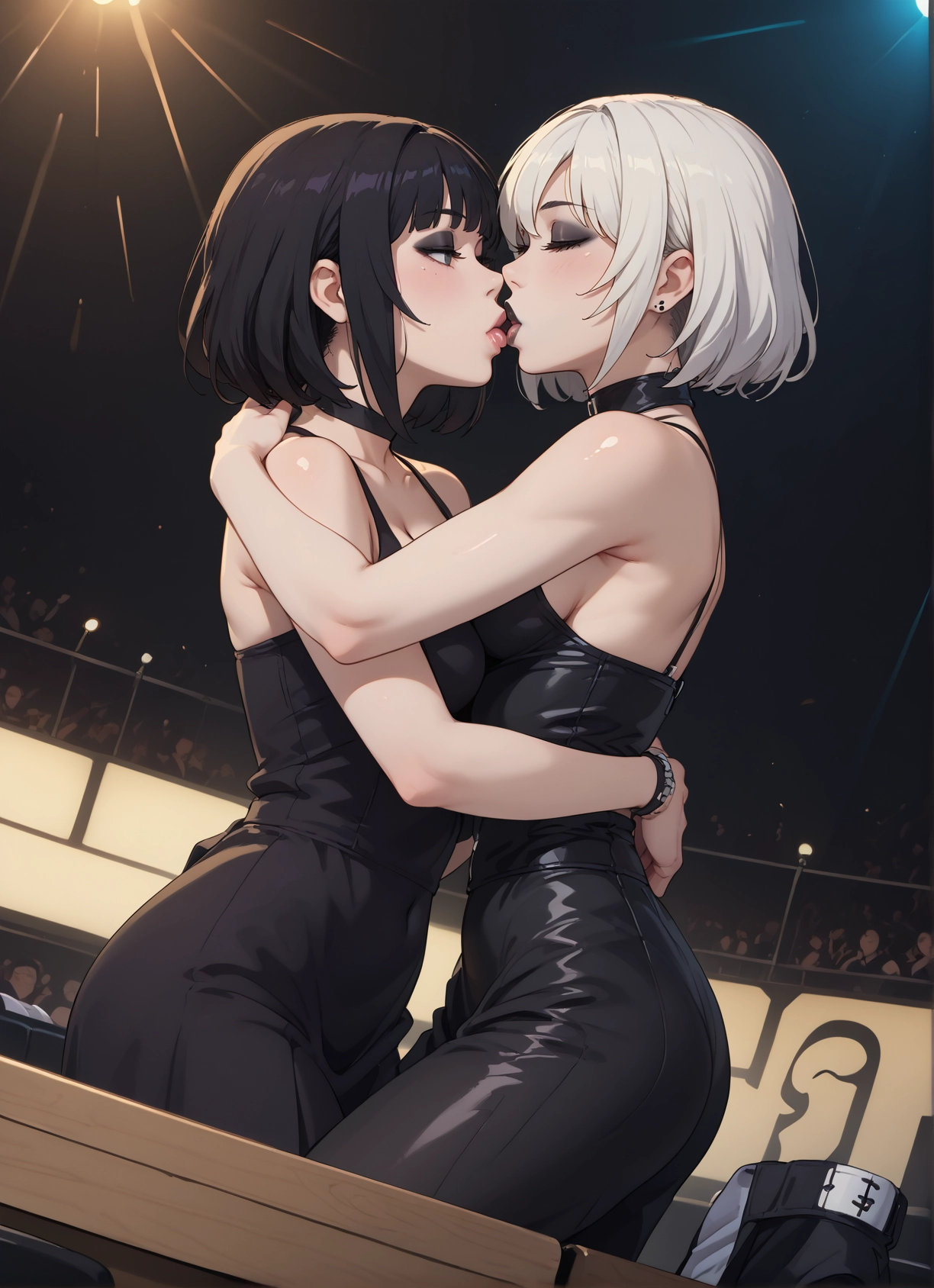 multiple girls, 2girls, yuri, breasts, short hair, jewelry · Yamete.gg