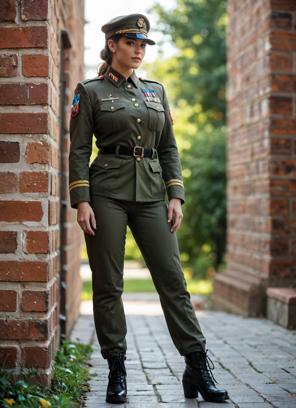 1girl, solo, uniform, military, military uniform, hat