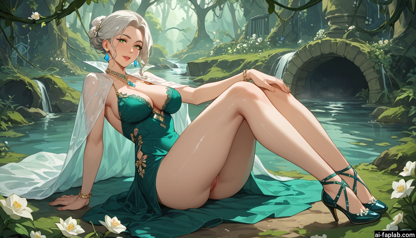 1girl, breasts, jewelry, pussy, solo, dress · Yamete.gg