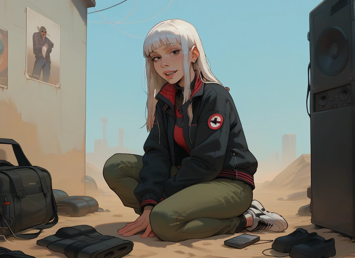 1girl, shoes, jacket, long hair, sneakers, pants · Yamete.gg