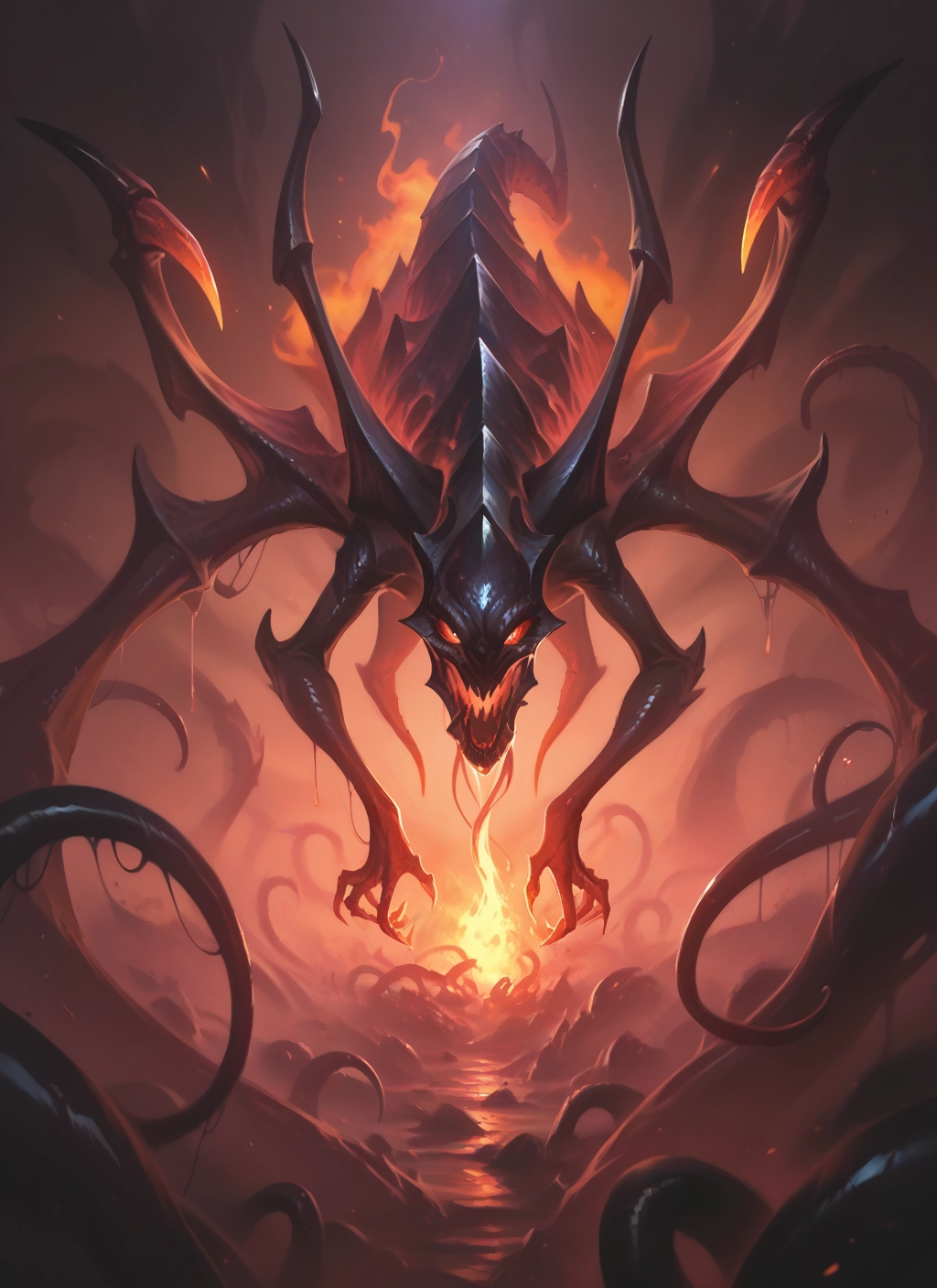 no humans, tentacles, fire, tongue, dragon, solo · Yamete.gg
