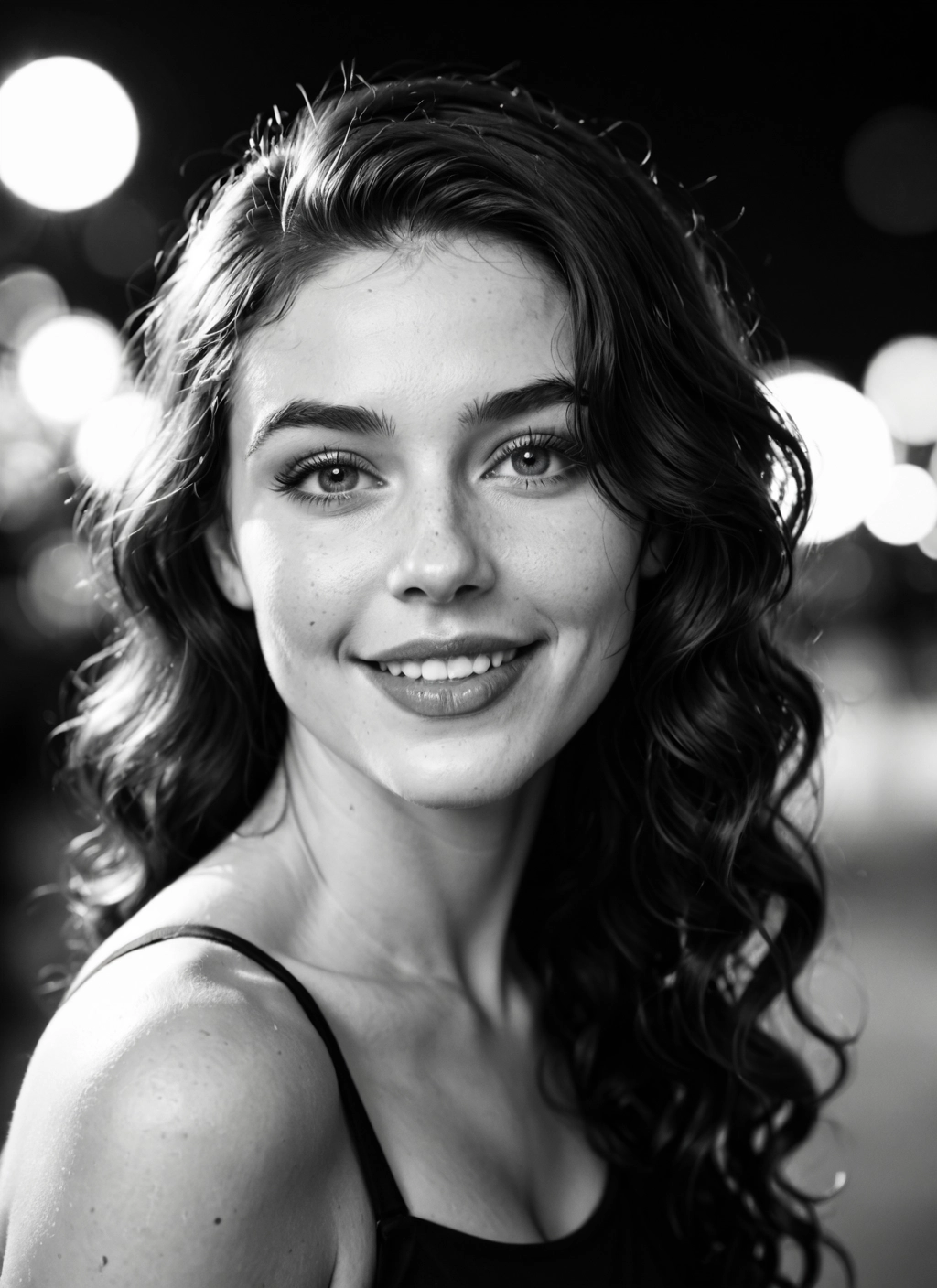 1girl, greyscale, monochrome, solo, smile, long hair · Yamete.gg