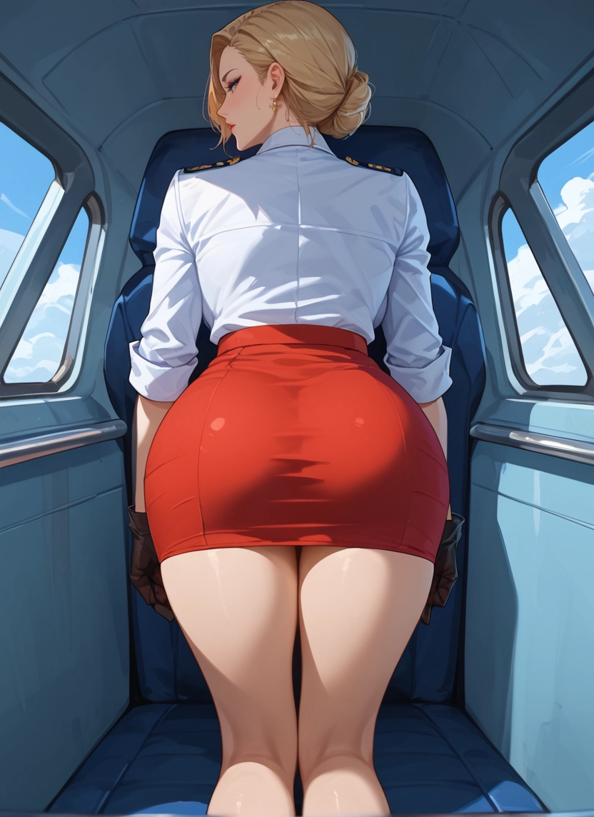 1girl, ass, skirt, gloves, jewelry, earrings · Yamete.gg