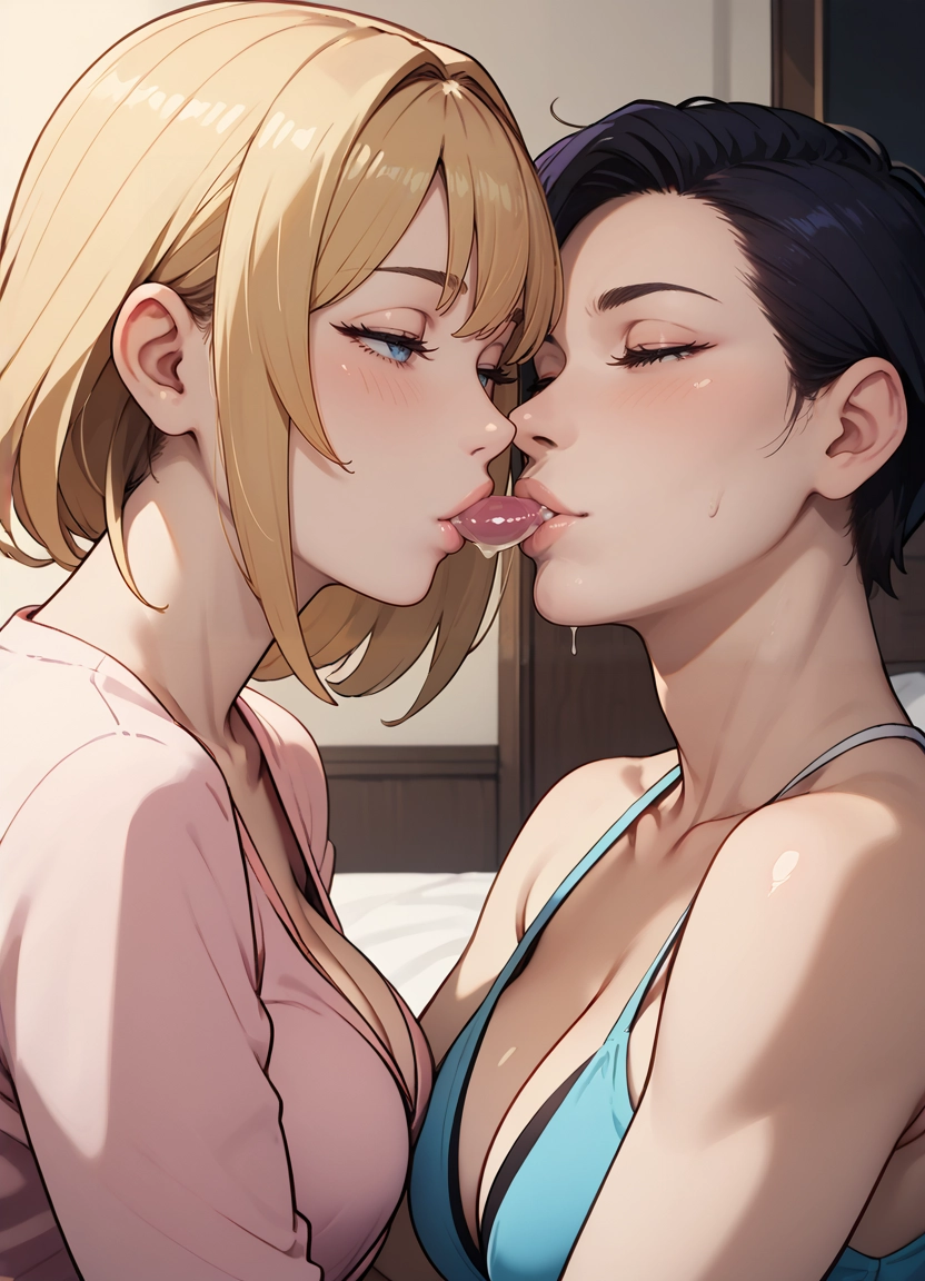 breasts, multiple girls, 2girls, tongue, nipples, yuri