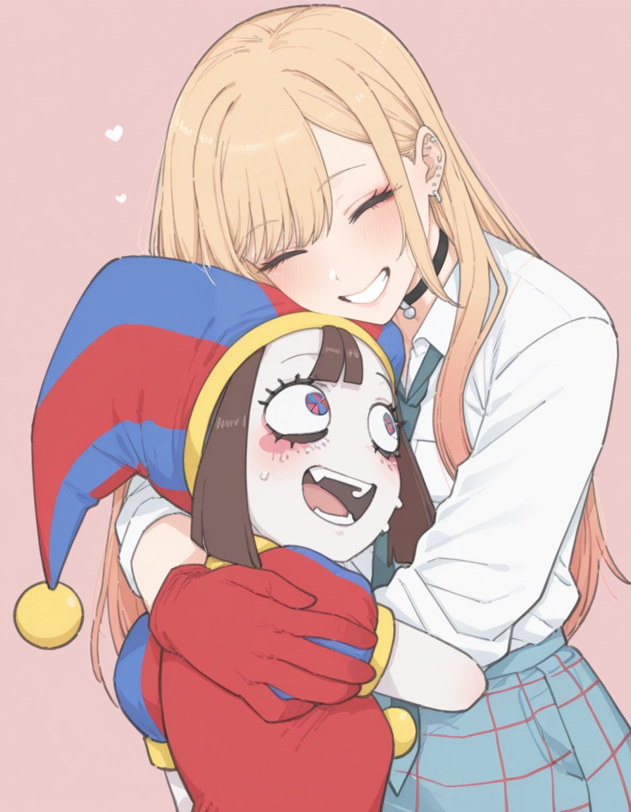 kitagawa marin, 2girls, multiple girls, smile, blonde hair, hug · Yamete.gg