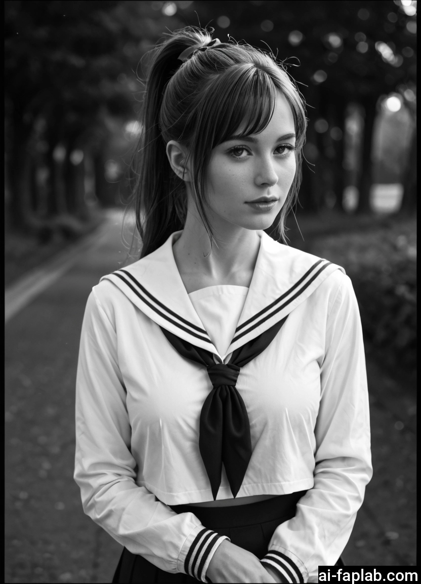 1girl, monochrome, greyscale, solo, school uniform, serafuku
