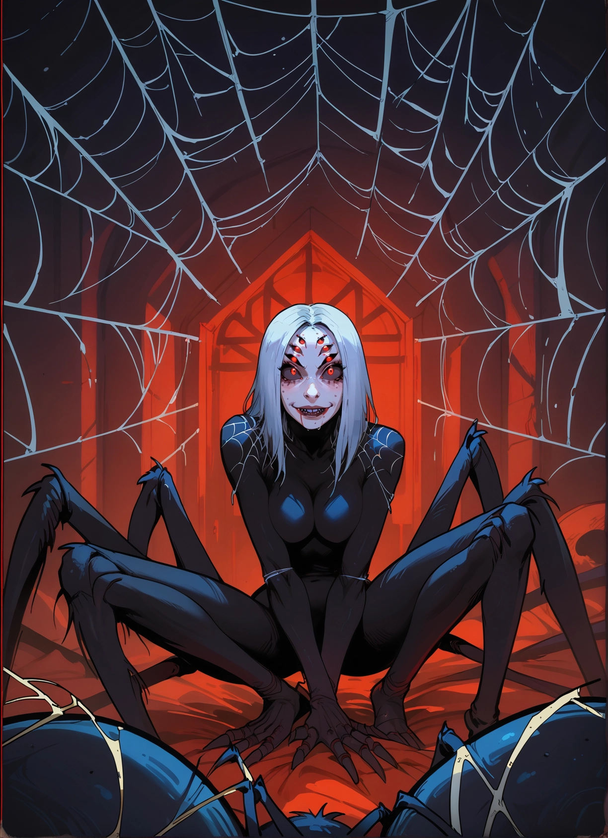 1girl, arthropod girl, monster girl, spider girl, silk, spider web · Yamete.gg