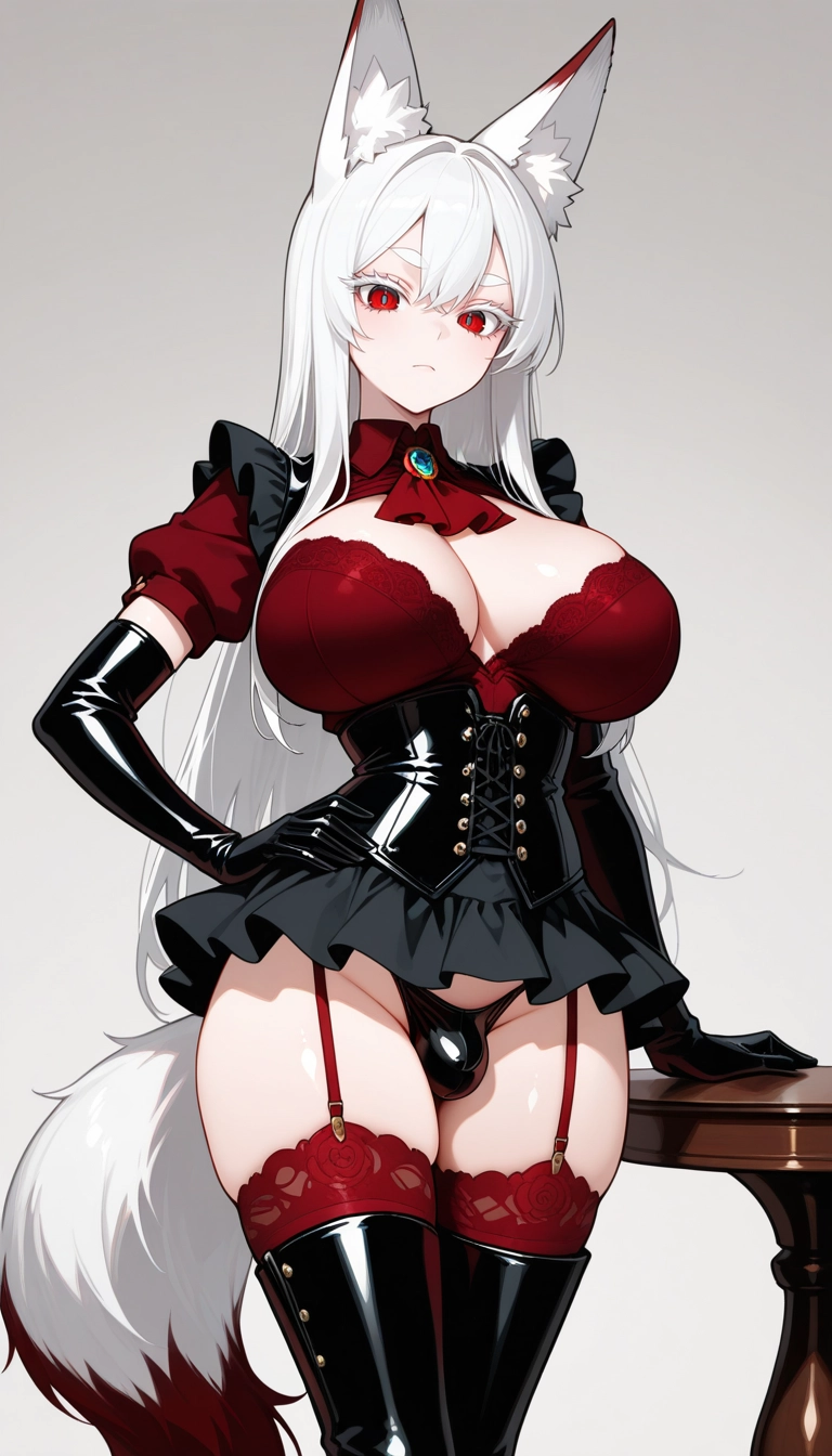 1girl, breasts, gloves, animal ears, solo, elbow gloves