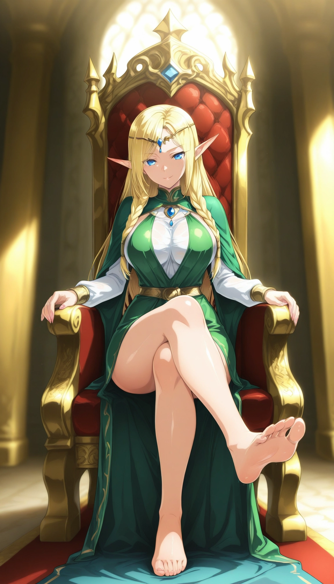 1girl, breasts, blonde hair, barefoot, feet, solo · Yamete.gg
