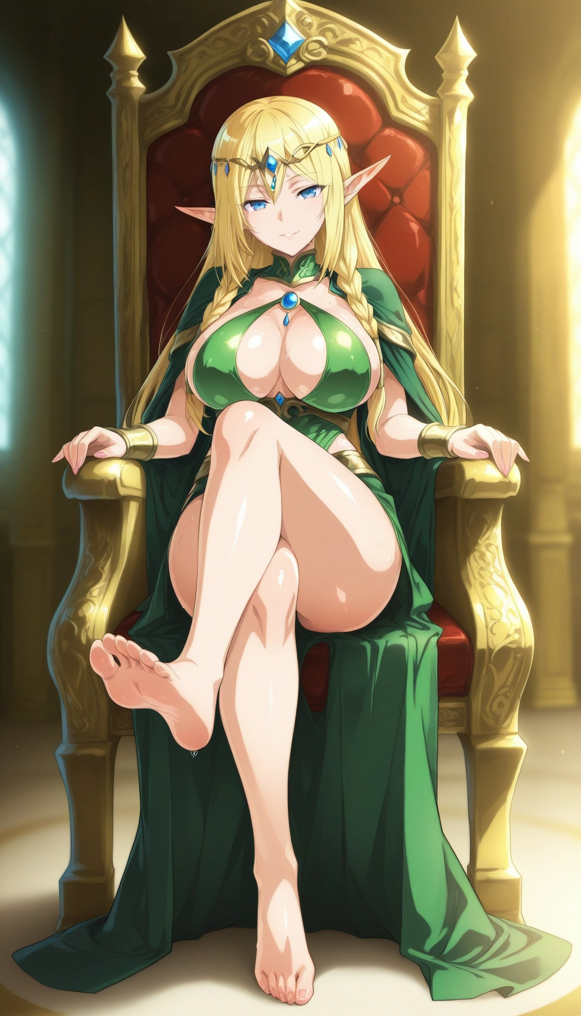 1girl, breasts, pointy ears, blonde hair, elf, solo · Yamete.gg