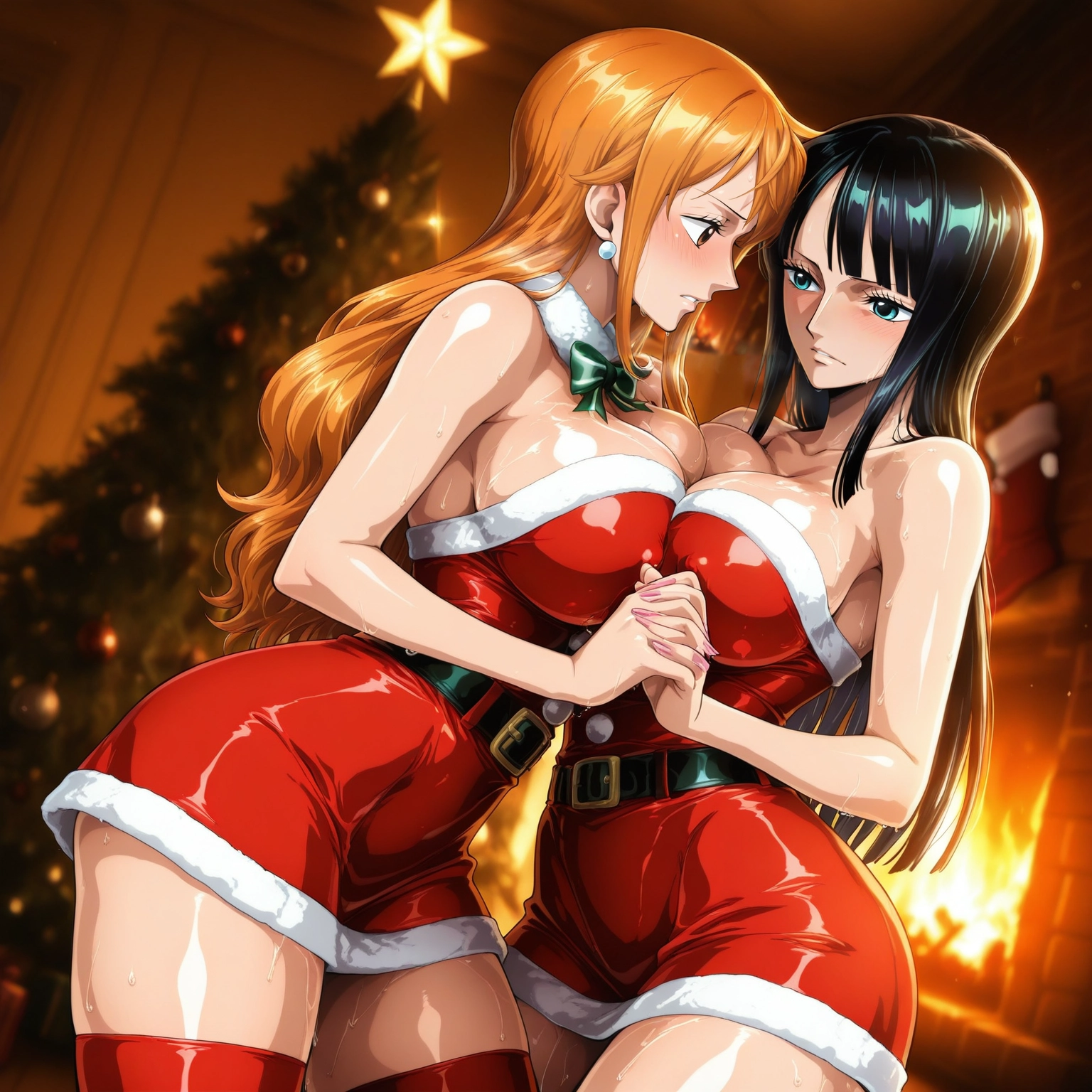 multiple girls, breasts, 2girls, long hair, large breasts, breast press · Yamete.gg
