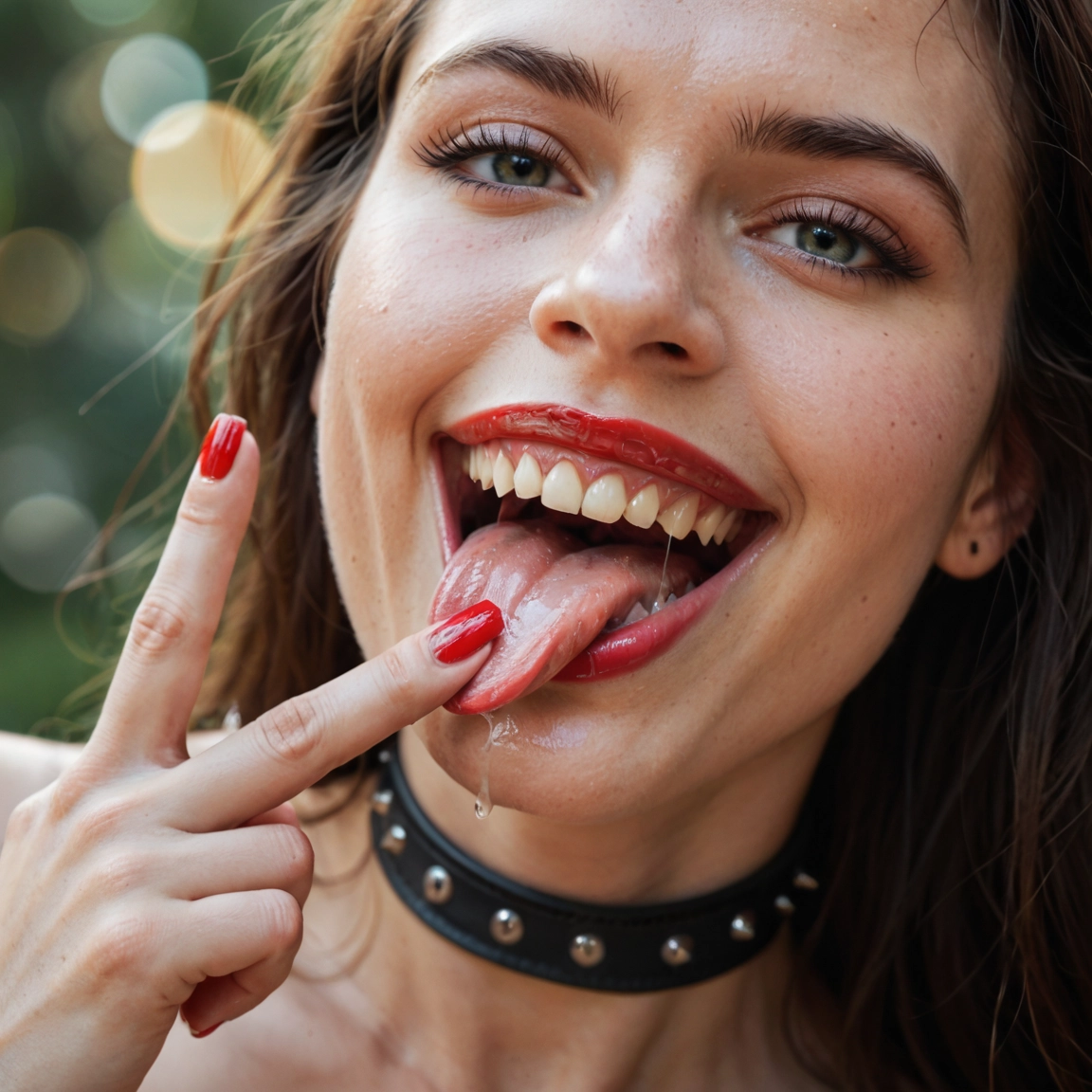 1girl, solo, tongue, tongue out, freckles, teeth · Yamete.gg
