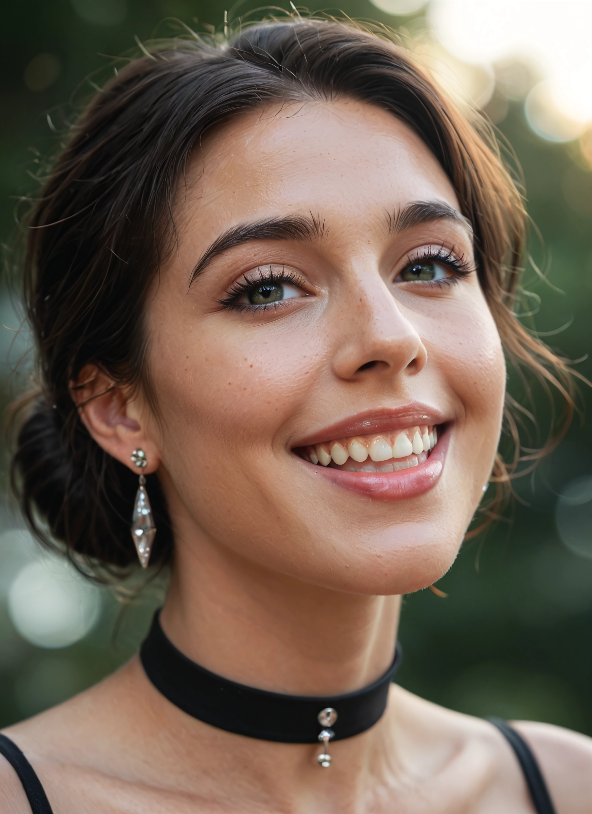 1girl, solo, jewelry, earrings, choker, smile · Yamete.gg