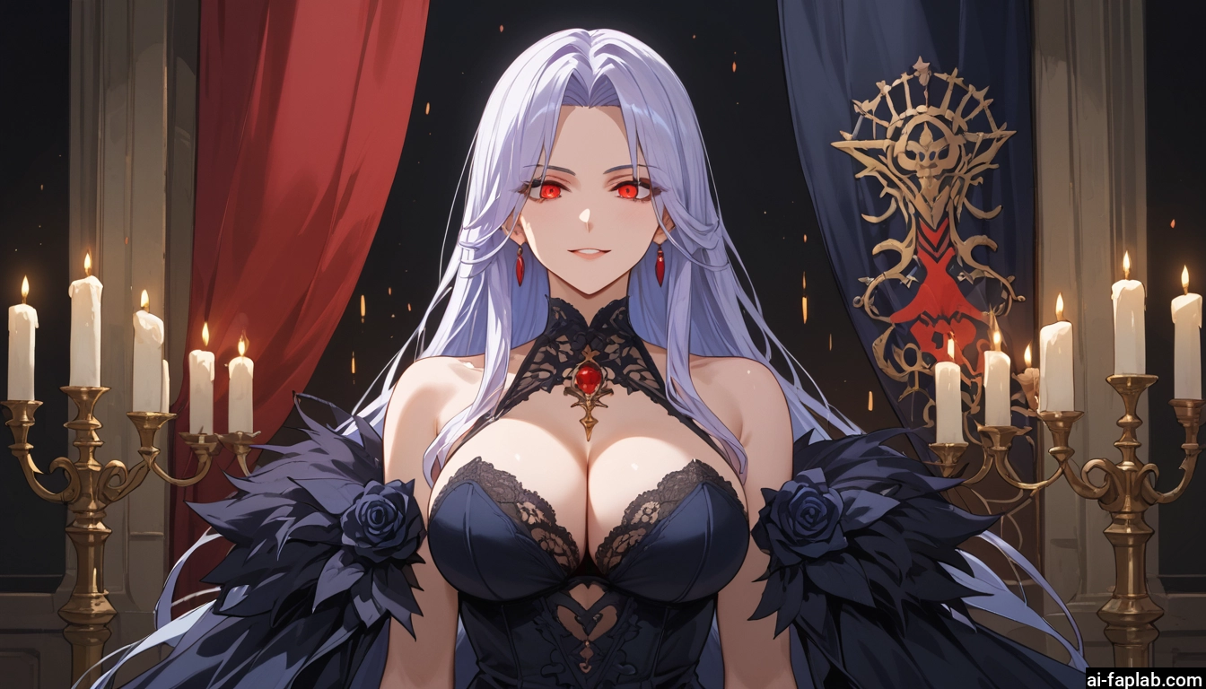 1girl, breasts, red eyes, long hair, large breasts, jewelry · Yamete.gg