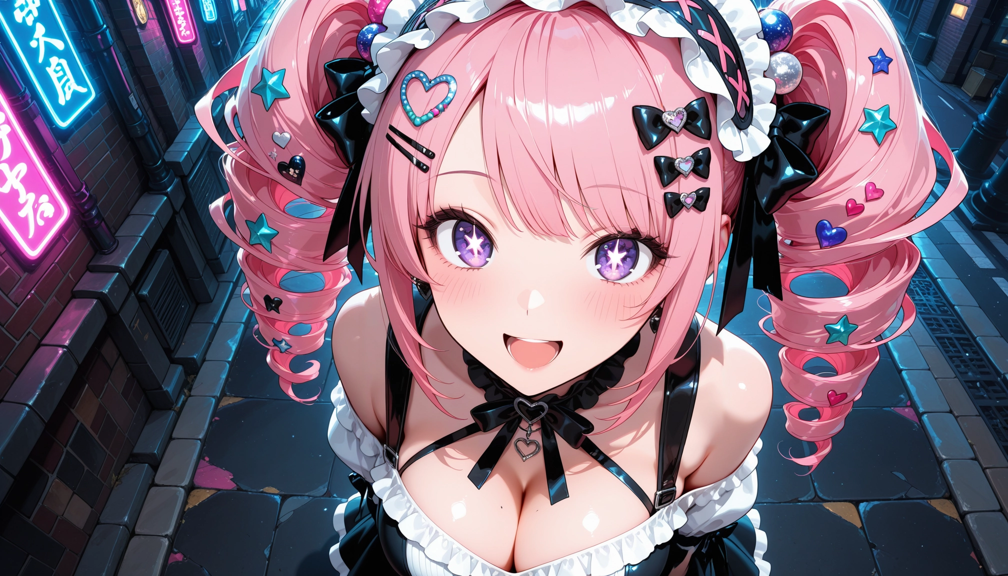 1girl, breasts, hair ornament, drill hair, looking at viewer, solo · Yamete.gg