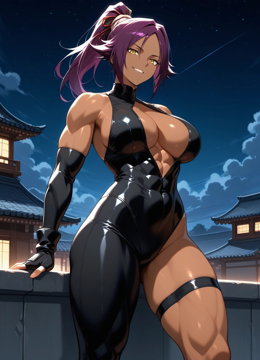 1girl, dark-skinned female, breasts, dark skin, large breasts, muscular · Yamete.gg