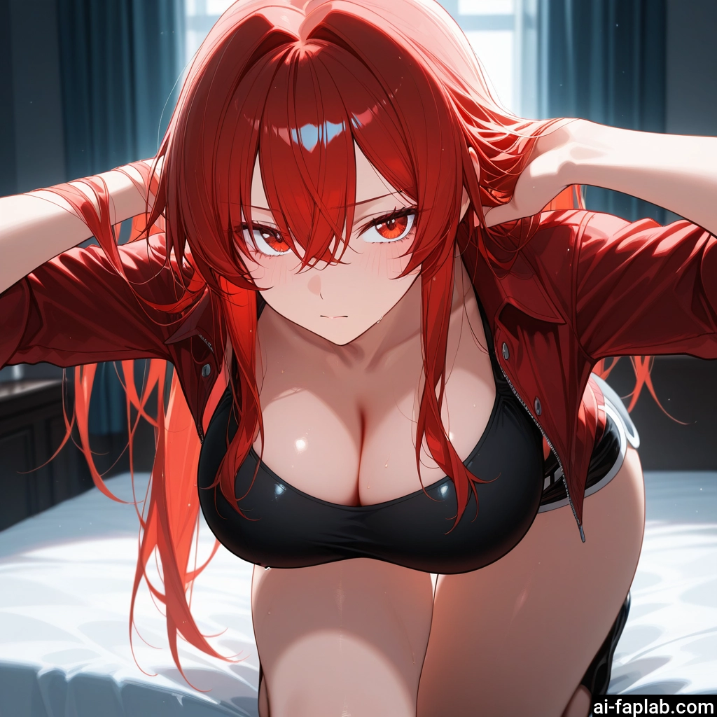 breasts, 1girl, long hair, red hair, red eyes, large breasts