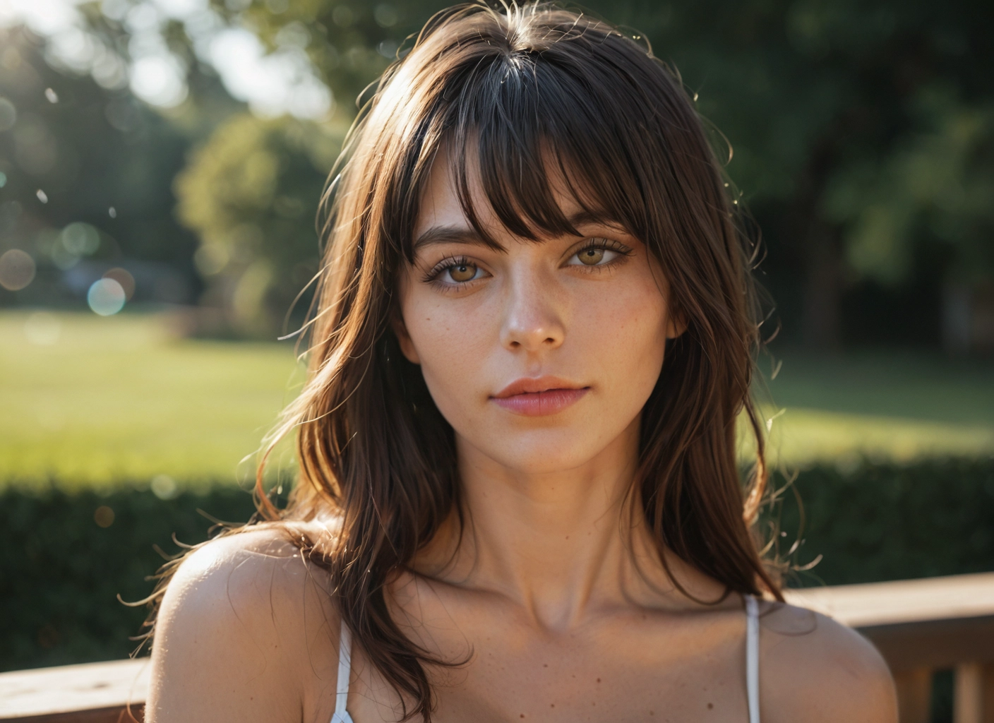 1girl, solo, looking at viewer, brown hair, freckles, long hair · Yamete.gg