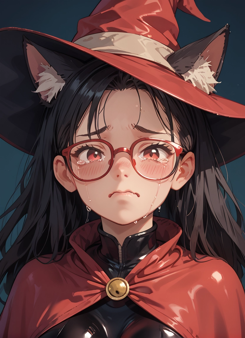 1girl, hat, animal ears, solo, glasses, witch hat · Yamete.gg
