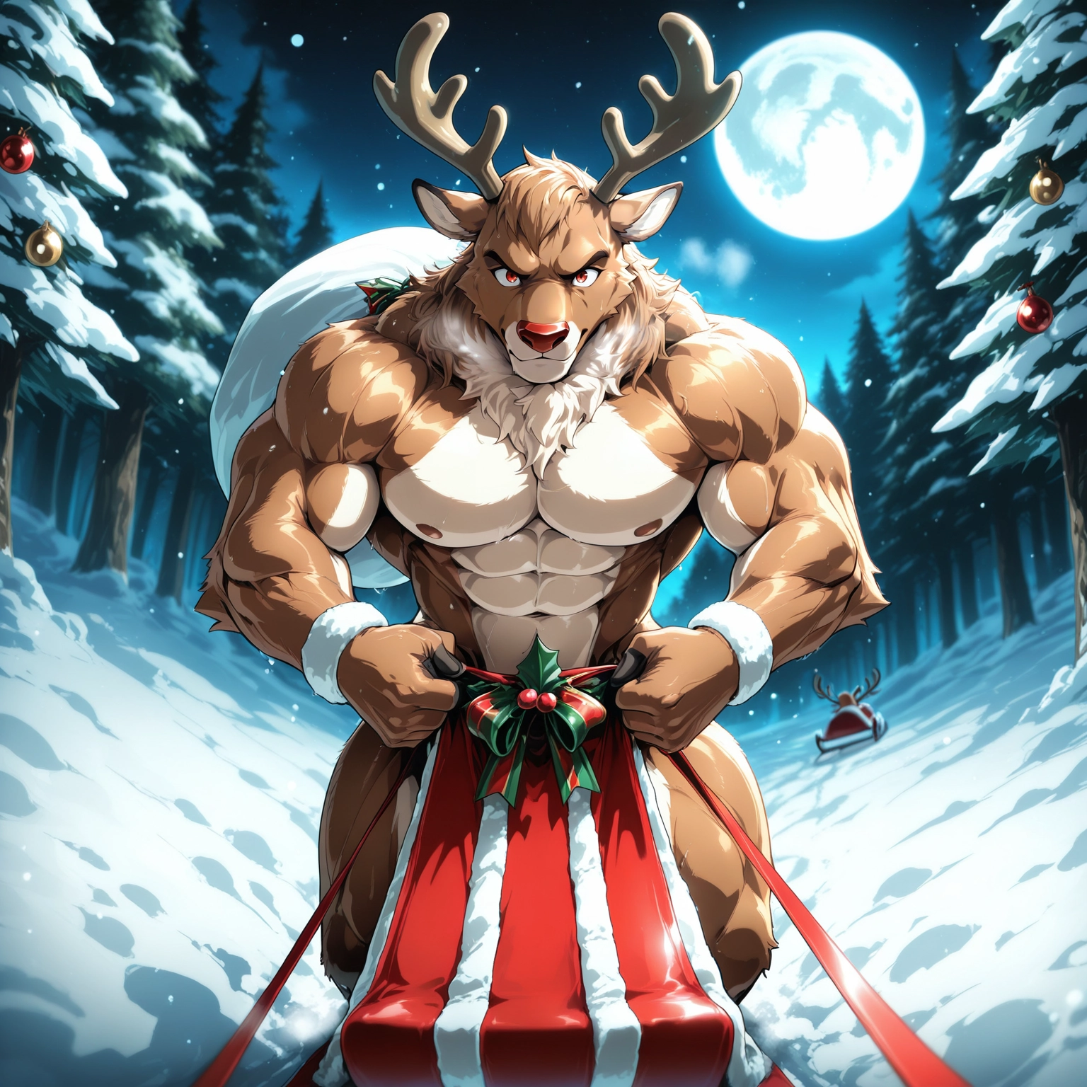 bara, furry, muscular, muscular male, pectorals, animal ears · Yamete.gg