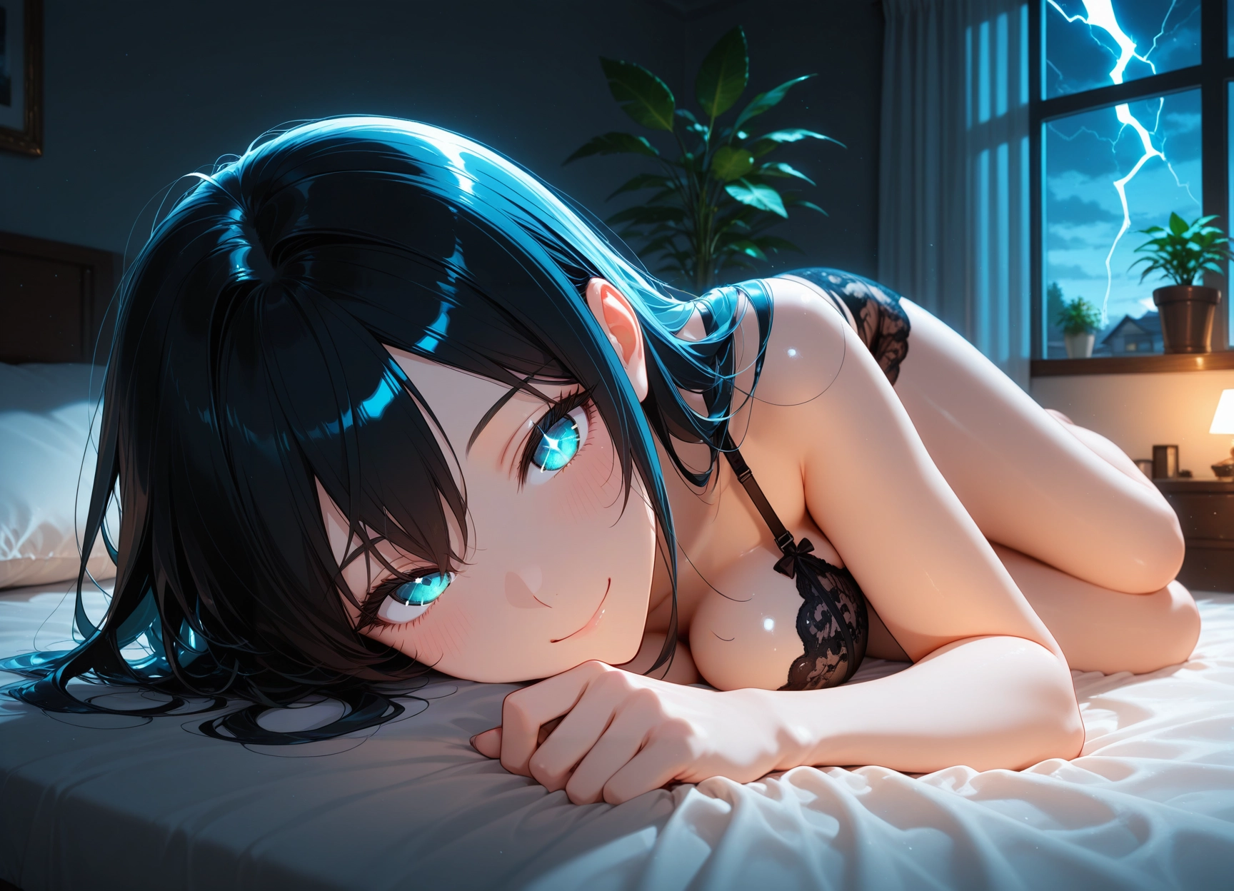 1girl, breasts, solo, underwear, smile, bra · Yamete.gg