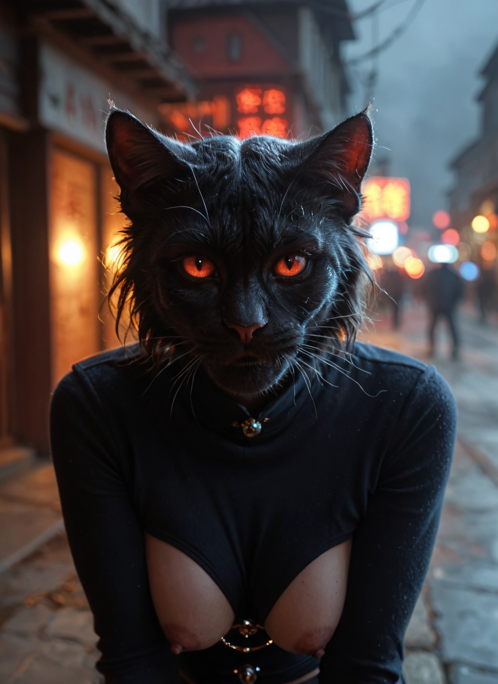 furry, breasts, nipples, cat, 1girl, outdoors · Yamete.gg