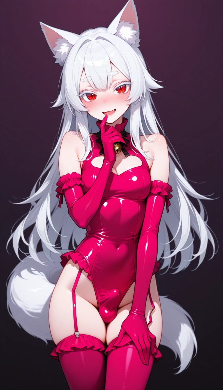 gloves, 1boy, solo, otoko no ko, animal ears, leotard