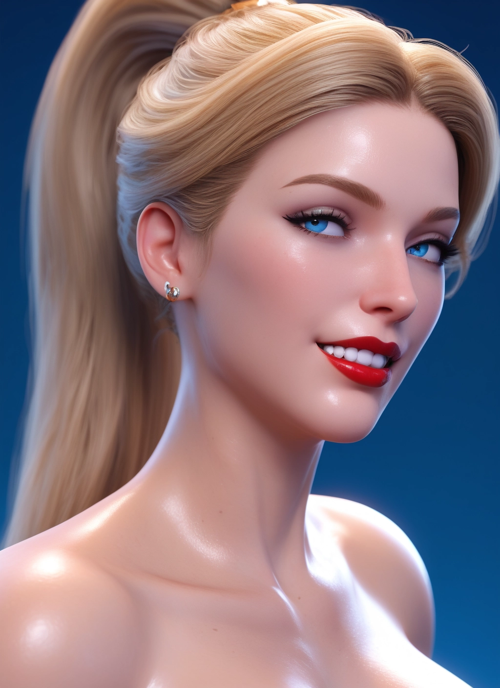 1girl, solo, blonde hair, blue eyes, jewelry, earrings · Yamete.gg