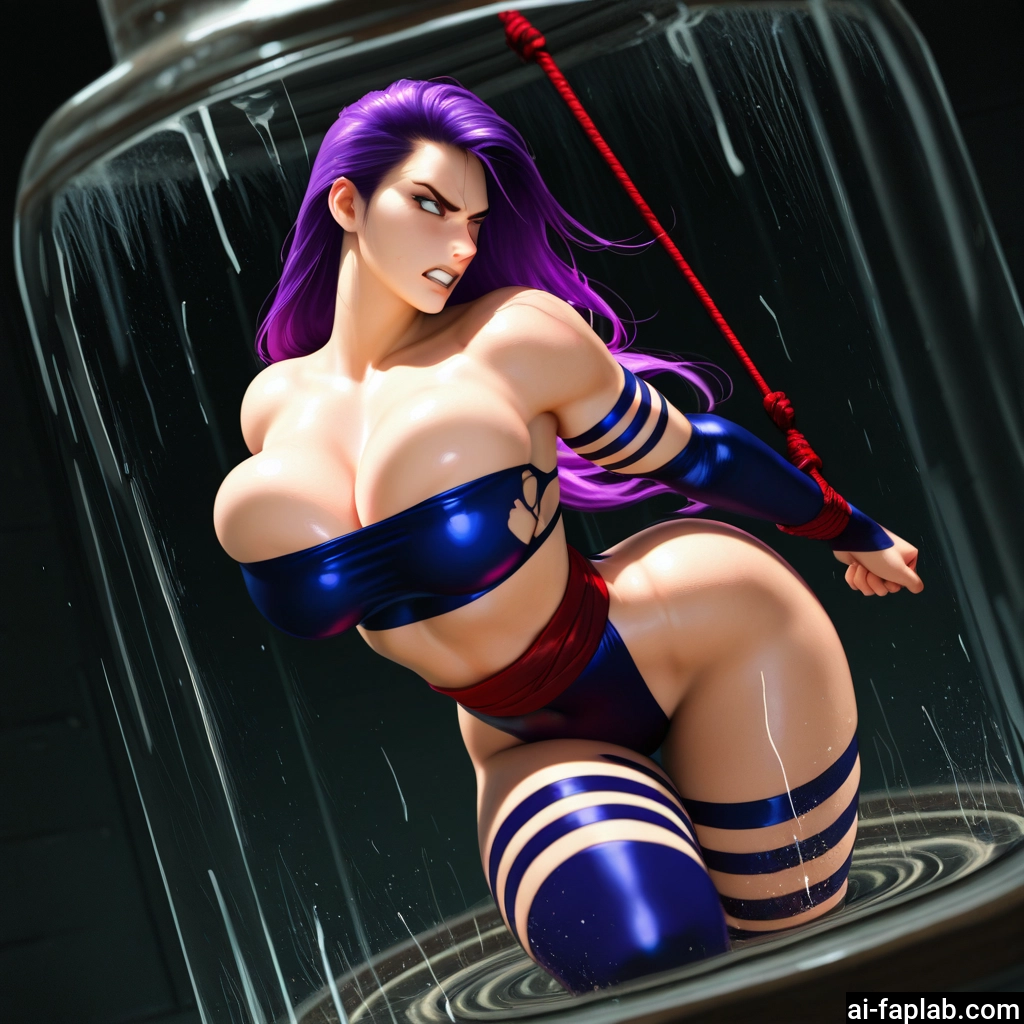 1girl, breasts, purple hair, bound, bdsm, long hair · Yamete.gg