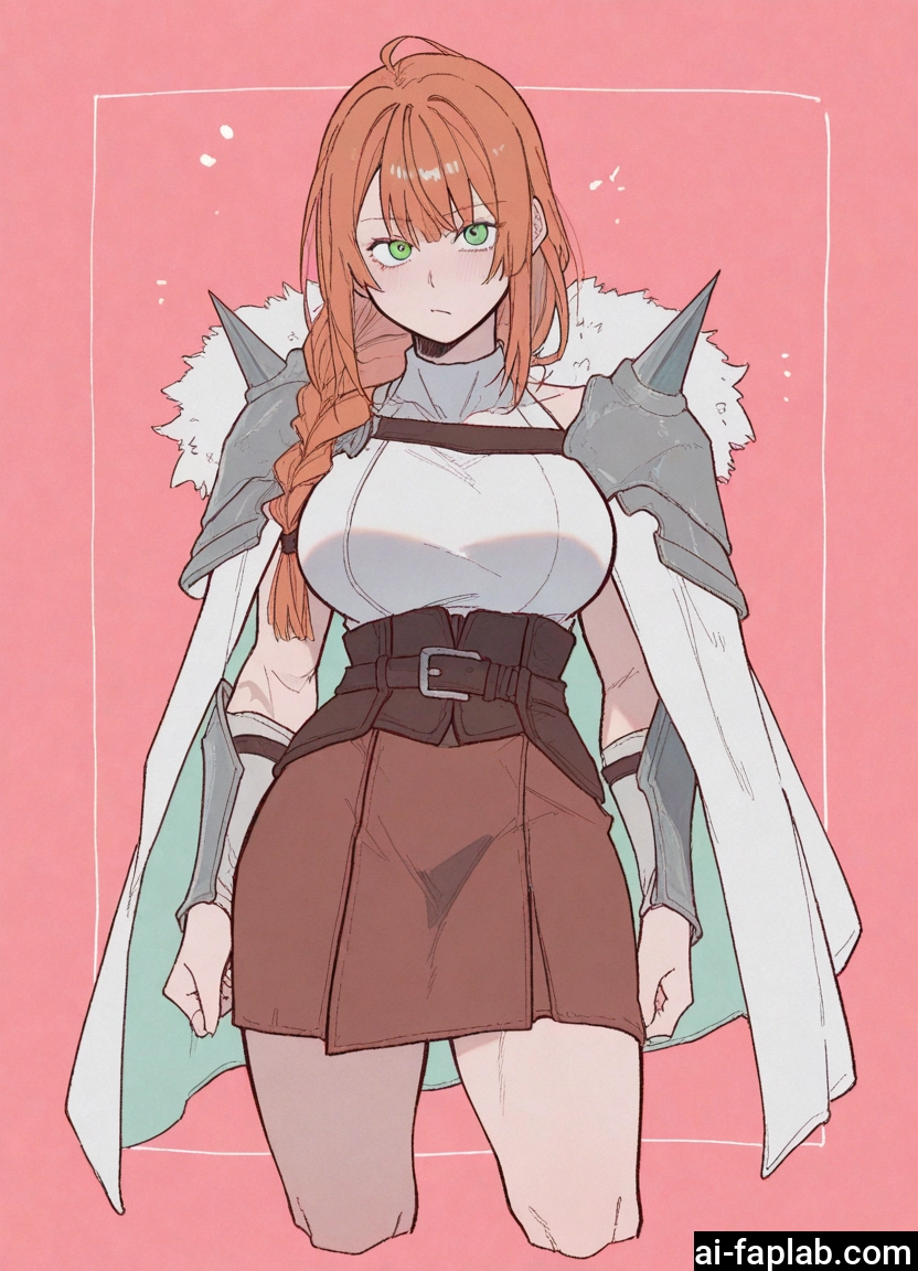1girl, green eyes, solo, skirt, breasts, braid · Yamete.gg