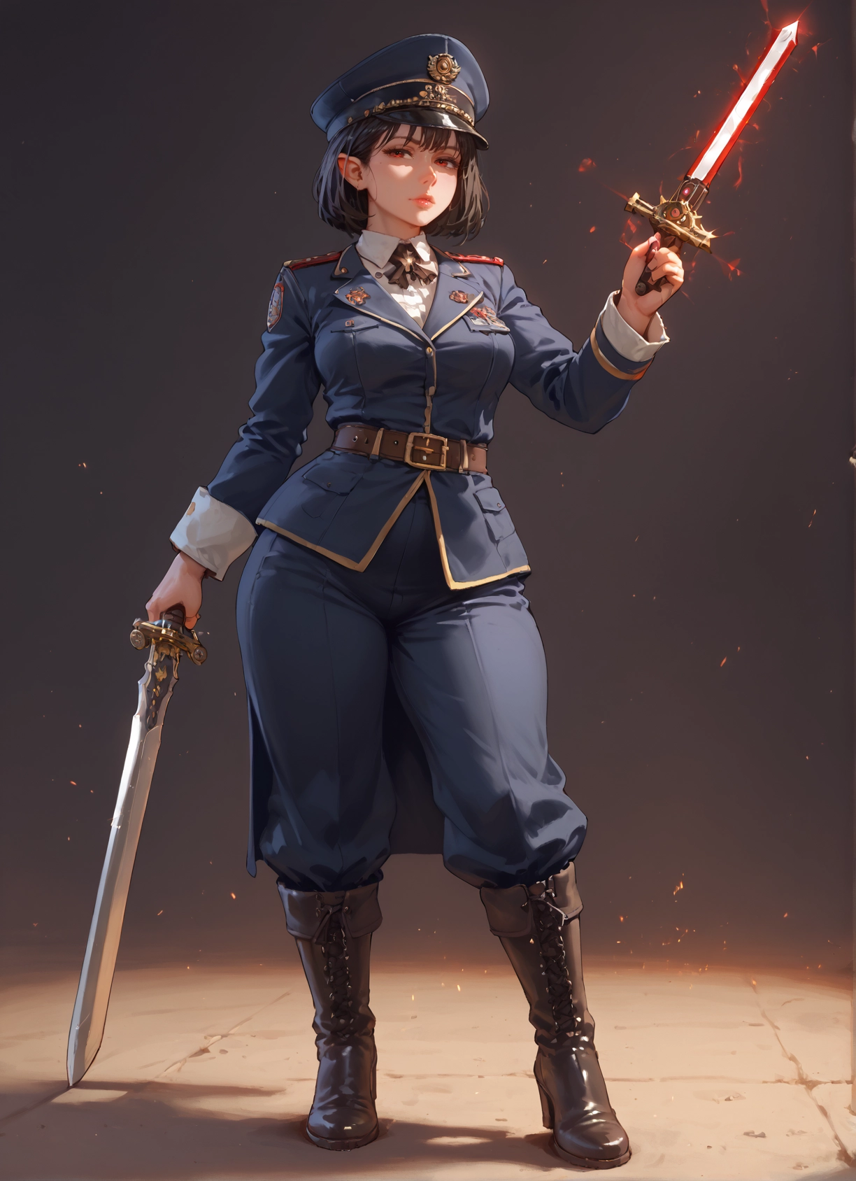 1girl, weapon, sword, solo, boots, uniform · Yamete.gg