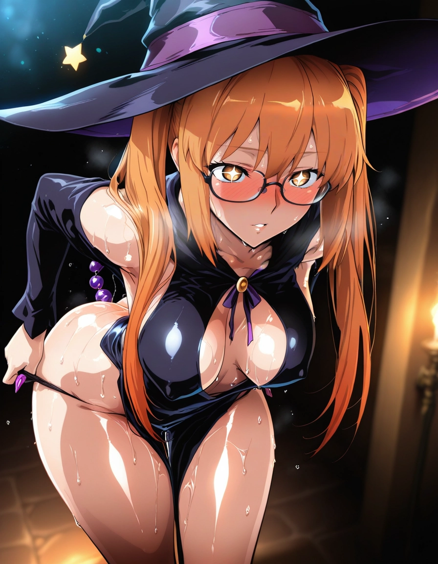 1girl, hat, breasts, witch hat, anal beads, solo · Yamete.gg