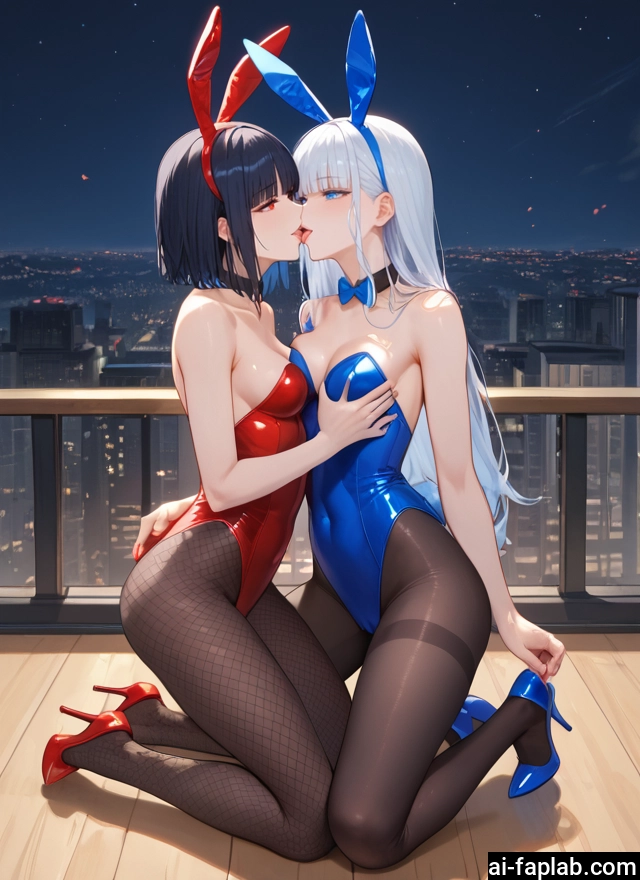 multiple girls, 2girls, animal ears, breasts, pantyhose, rabbit ears · Yamete.gg