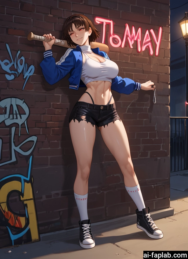 1girl, breasts, shorts, brown hair, short hair, jacket · Yamete.gg
