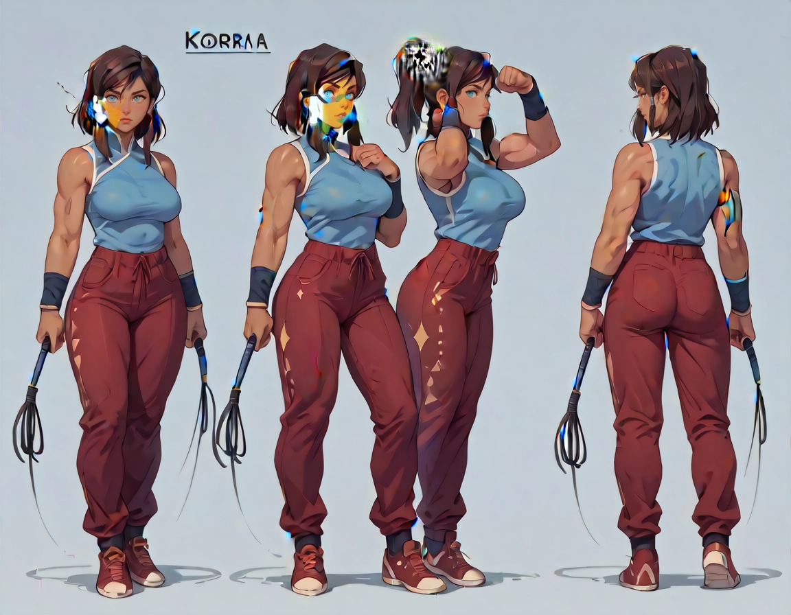 1girl, muscular female, pants, muscular, breasts, blue eyes · Yamete.gg