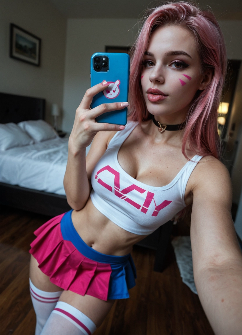 selfie, 1girl, realistic, breasts, phone, thighhighs · Yamete.gg
