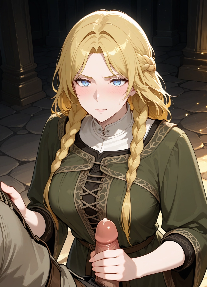 1girl, braid, blonde hair, blue eyes, penis, uncensored · Yamete.gg