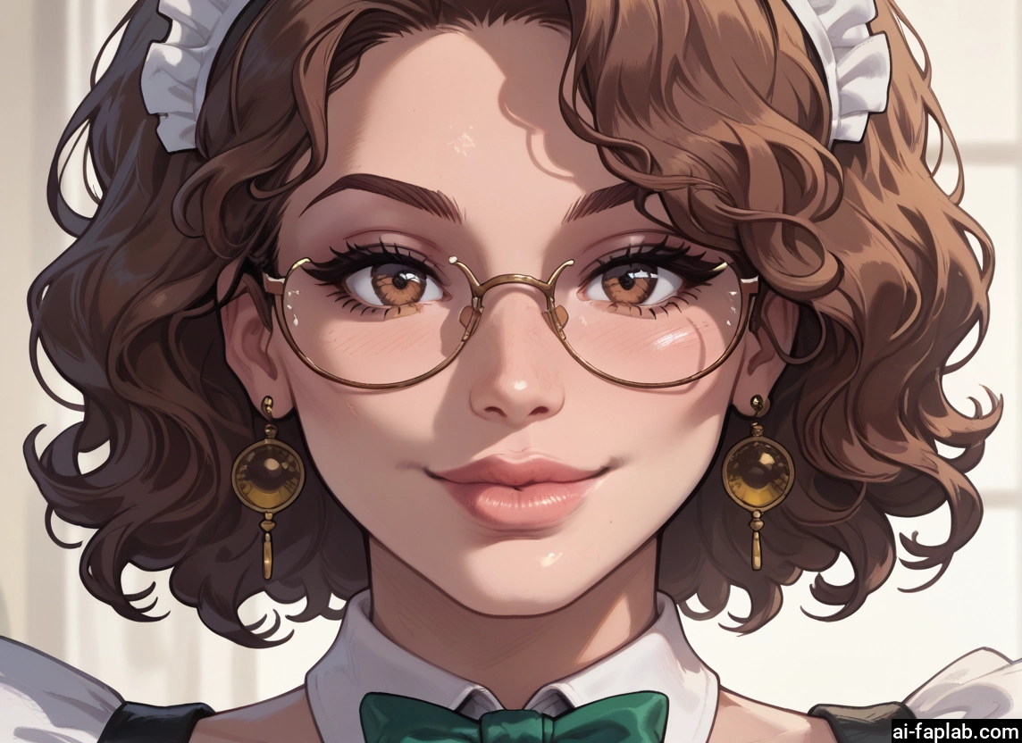 1girl, solo, jewelry, earrings, glasses, brown hair · Yamete.gg