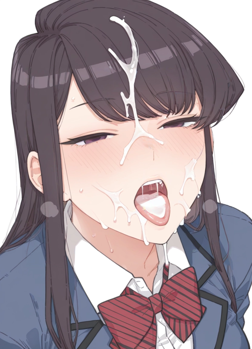1girl, komi shouko, solo, cum, bow, long hair · Yamete.gg