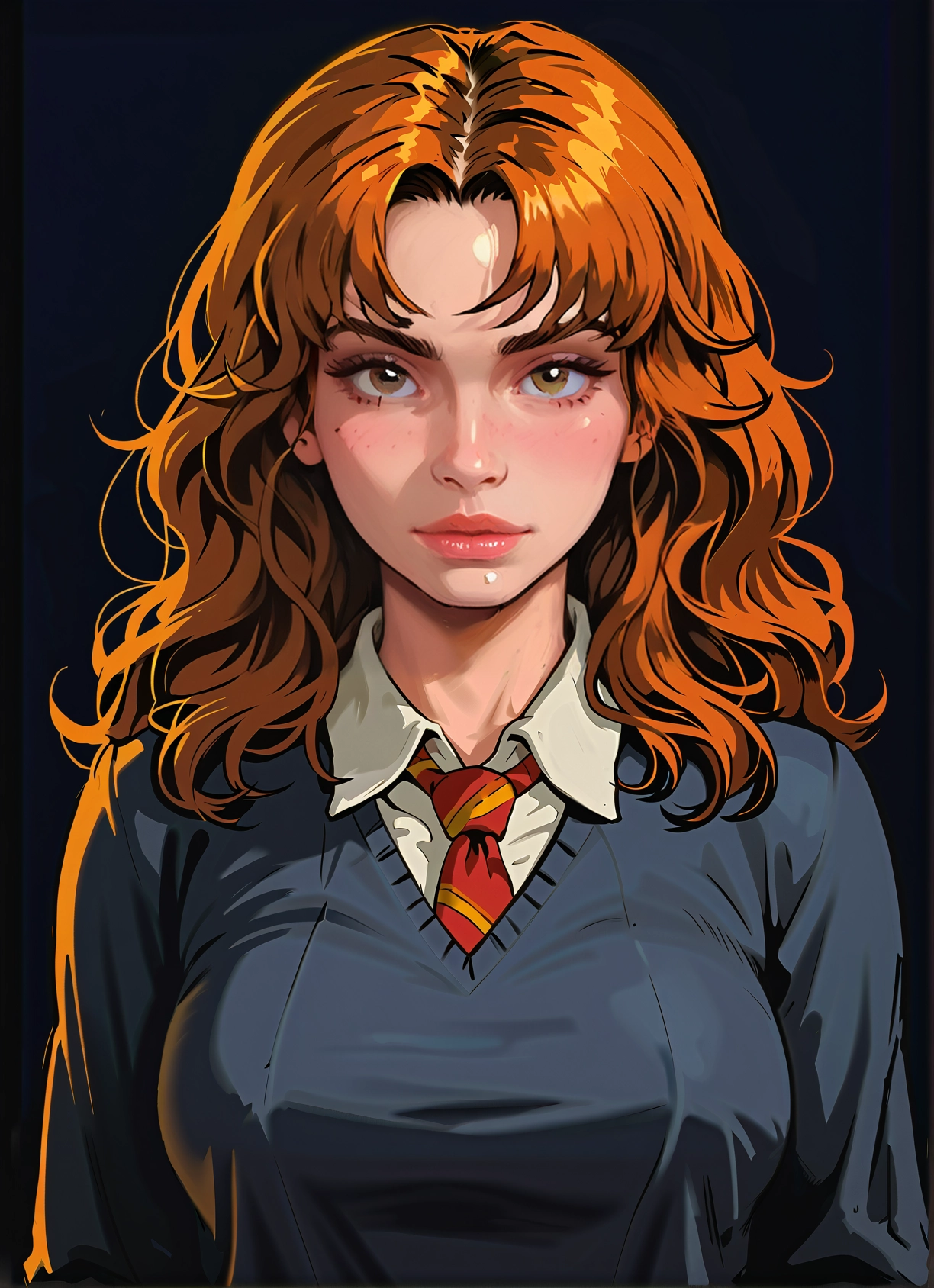 1girl, solo, necktie, looking at viewer, brown eyes, long hair · Yamete.gg